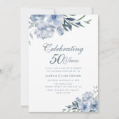 Invitation 50e anniversaire de mariage bleu poussiéreux (Devant)