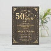 Invitation 50e anniversaire de mariage - Bois doré (Debout devant)