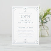 Invitation 50e anniversaire de mariage Cadre Art déco gris bl (Debout devant)