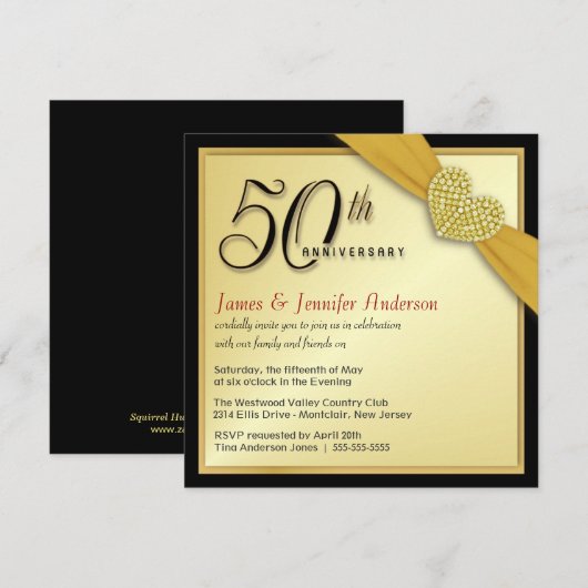 Invitation 50e anniversaire de mariage - Cartons d'invitation (Devant / Derrière)