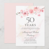 Invitation 50e anniversaire de mariage Cerisier Rose (Devant / Derrière)