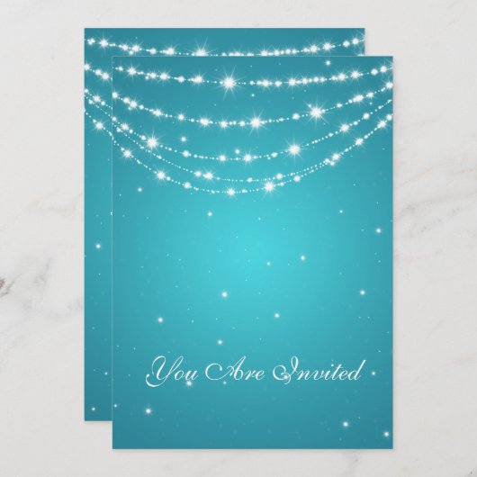 Invitation 50e anniversaire de mariage Chaîne scintillante bl (Devant / Derrière)