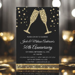 Invitation 50e anniversaire de Mariage Champagne Glasses<br><div class="desc">50e Anniversaire de Mariage d'or Champagne Diamond Glasses Party Invitation. L'Invitation Gold and Black 50th Mariage Anniversary Party est parfaite pour une fête moderne du cinquantième anniversaire. Les produits correspondants customisés peuvent être créés par le Concepteur sur demande.</div>