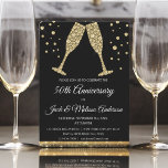 Invitation 50e anniversaire de Mariage Champagne Glasses<br><div class="desc">50e Anniversaire de Mariage d'or Champagne Diamond Glasses Party Invitation. L'Invitation Gold and Black 50th Mariage Anniversary Party est parfaite pour une fête moderne du cinquantième anniversaire.</div>