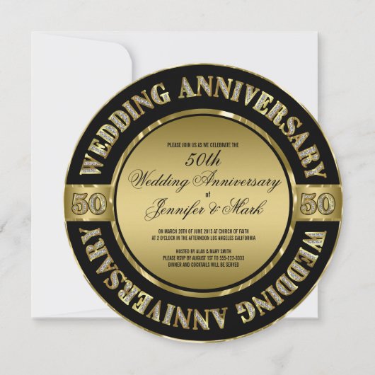 Invitation 50e anniversaire de mariage - Cheval et Carrosse d (Devant)