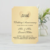 Invitation 50e anniversaire de mariage Cœur en or (Debout devant)