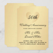 Invitation 50e anniversaire de mariage Cœur en or (Devant / Derrière)