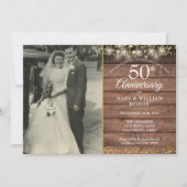 Invitation 50e Anniversaire de Mariage Cœurs en Or Rustique P (Devant)
