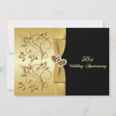 Invitation 50e Anniversaire de Mariage Cœurs Unis Invitent (Devant)