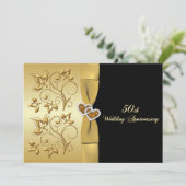 Invitation 50e anniversaire de mariage Cœurs unis vous convie (Debout devant)