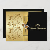 Invitation 50e anniversaire de mariage Cœurs unis vous convie (Devant / Derrière)