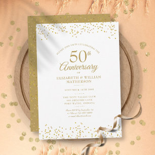 Invitation 50e anniversaire de Mariage Confetti Gold Dust