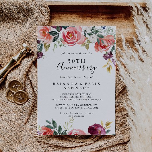 Invitation 50e anniversaire de mariage Couleurs Tropicales d'