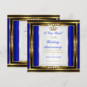 Invitation 50e Anniversaire de Mariage Couronne Royale Bleu O