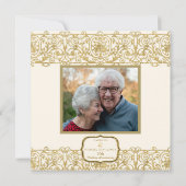 Invitation 50e Anniversaire de mariage Crème Art Déco avec ph (Dos)