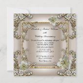 Invitation 50e Anniversaire de Mariage Crème Or Lily (Dos)
