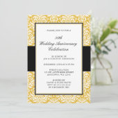 Invitation 50e anniversaire de mariage damassé or et noir (Debout devant)