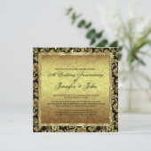 Invitation 50e anniversaire de mariage damassés noirs et or (Debout devant)
