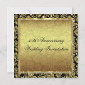 Invitation 50e anniversaire de mariage damassés noirs et or (Dos)