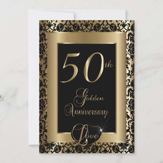 Invitation 50e Anniversaire de Mariage de conception dorée (Devant)