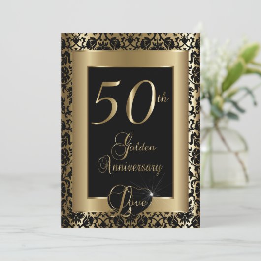 Invitation 50e Anniversaire de Mariage de conception dorée (Debout devant)