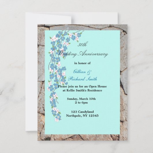 Invitation 50e anniversaire de mariage de fleurs (Devant)