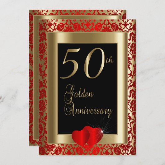 Invitation 50e anniversaire de Mariage d'or (Devant / Derrière)