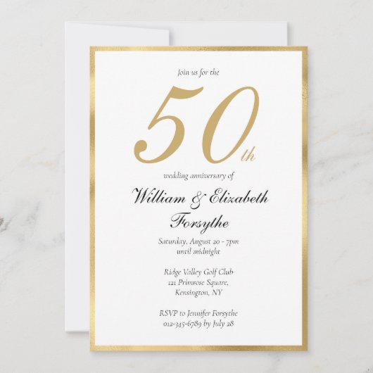 Invitation 50e anniversaire de Mariage d'or (Devant)