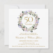 Invitation 50e anniversaire de Mariage d'or Lavender Floral (Devant)