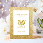 Invitation 50e anniversaire de Mariage d'or personnalisé<br><div class="desc">Elégante, mais moderne, 50ème anniversaire de mariage d'or cartes d'invitation (50 ans). Faux feuille d'or / parties scintillant avec grand 50 avec coeur en faux diamant au milieu. Customisez ces cartes d'anniversaires mariages avec vos informations. Parfait pour le renouvellement des voeux. Facile à modifier. Voir collection correspondante; autocollants, serviettes, étiquettes,...</div>