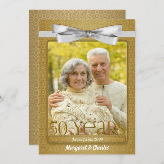 Invitation 50e anniversaire de Mariage d'or Photo (Devant / Derrière)