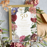 Invitation 50e anniversaire de Mariage d'or Roses de pays<br><div class="desc">Avec des roses de pays décoratifs qui tombent sur un faux cadre de feuille d'or renfermant vos détails personnalisés d'anniversaire de mariage doré et les noms du couple heureux fixés dans le texte en or classique. Conçu par Thisisnotme©</div>