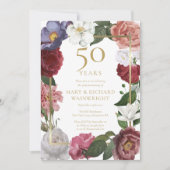 Invitation 50e anniversaire de Mariage d'or Roses de pays (Devant)