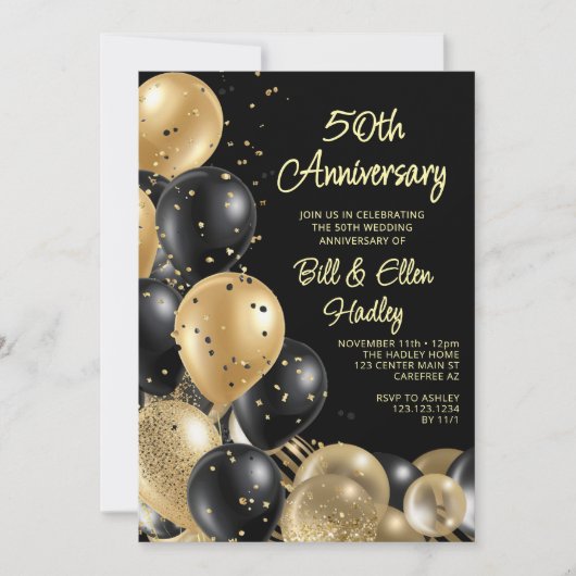Invitation 50e anniversaire de mariage doré (Devant)