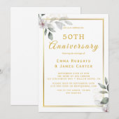 Invitation 50e anniversaire de mariage doré et verdure (Devant / Derrière)