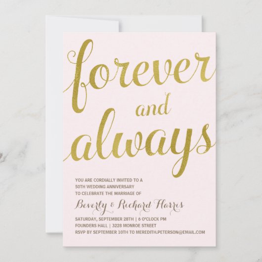 Invitation 50e anniversaire de mariage doré | Fête d'annivers (Devant)