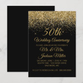 Invitation 50e Anniversaire de Mariage Dorure Brillante (Devant / Derrière)