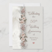 Invitation 50e Anniversaire de Mariage Dreamy Floral Rose bei (Devant)