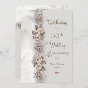 Invitation 50e anniversaire de Mariage Dreamy Floral Rose bei