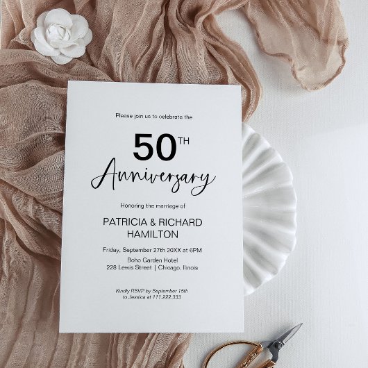 Invitation 50e anniversaire de mariage élégant