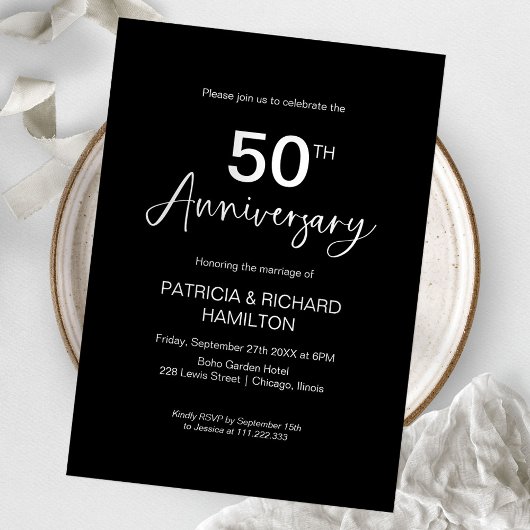 Invitation 50e anniversaire de Mariage élégant
