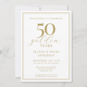 Invitation 50e anniversaire de Mariage Élégant 50 ans d'or (Devant)
