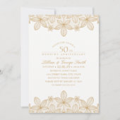 Invitation 50e anniversaire de mariage élégant dentelle dorée (Devant)