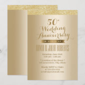 Invitation 50e anniversaire de mariage élégant et doré (Devant / Derrière)