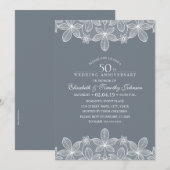 Invitation 50e anniversaire de mariage élégant luxe dentelle (Devant / Derrière)