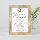 Invitation 50e anniversaire de mariage élégant or (Debout devant)