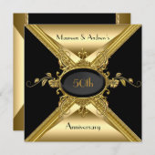 Invitation 50e anniversaire de mariage élégant or doré (Devant / Derrière)