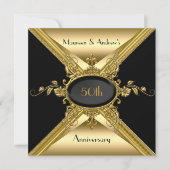 Invitation 50e anniversaire de mariage élégant or doré (Devant)