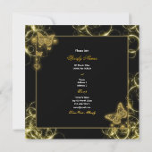Invitation 50e anniversaire de mariage élégant papillon or (Dos)