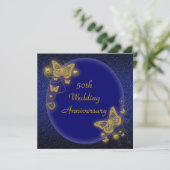 Invitation 50e anniversaire de mariage élégant papillon or (Debout devant)